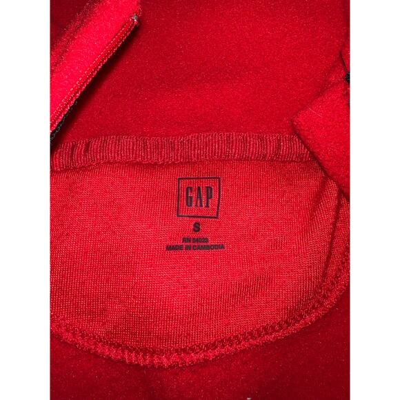 GAP Womens Red Microfleece Long Sleeve Pullover Zip Neck Top - Sz S Small - Picture 6 of 6
